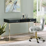 Black and Gold Writing Desk With Two Drawers 47-Inch 13 Black and Gold Writing Desk With Two Drawers 47-Inch