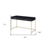 Black and Gold Writing Desk With Two Drawers 47-Inch 14 Black and Gold Writing Desk With Two Drawers 47-Inch
