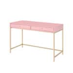 Pink and Gold Writing Desk With Two Drawers 47 Inches