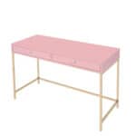 Pink and Gold Writing Desk With Two Drawers 47 Inches