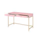 Pink and Gold Writing Desk With Two Drawers 47 Inches