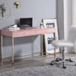 Pink and Gold Writing Desk With Two Drawers 47 Inches