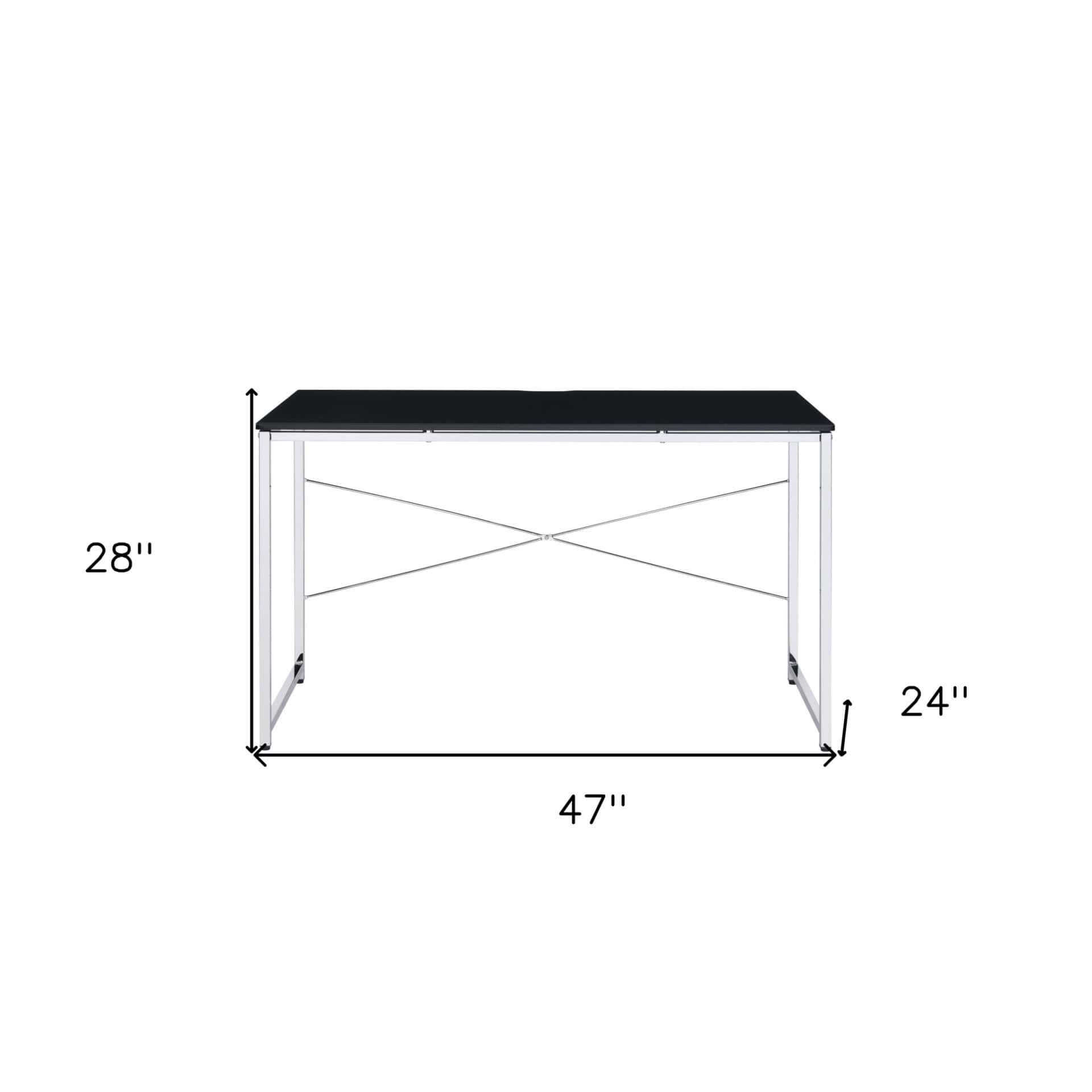 47 Inch Black and Silver Writing Desk for Home Office 6 47 Inch Black and Silver Writing Desk for Home Office - Image 6