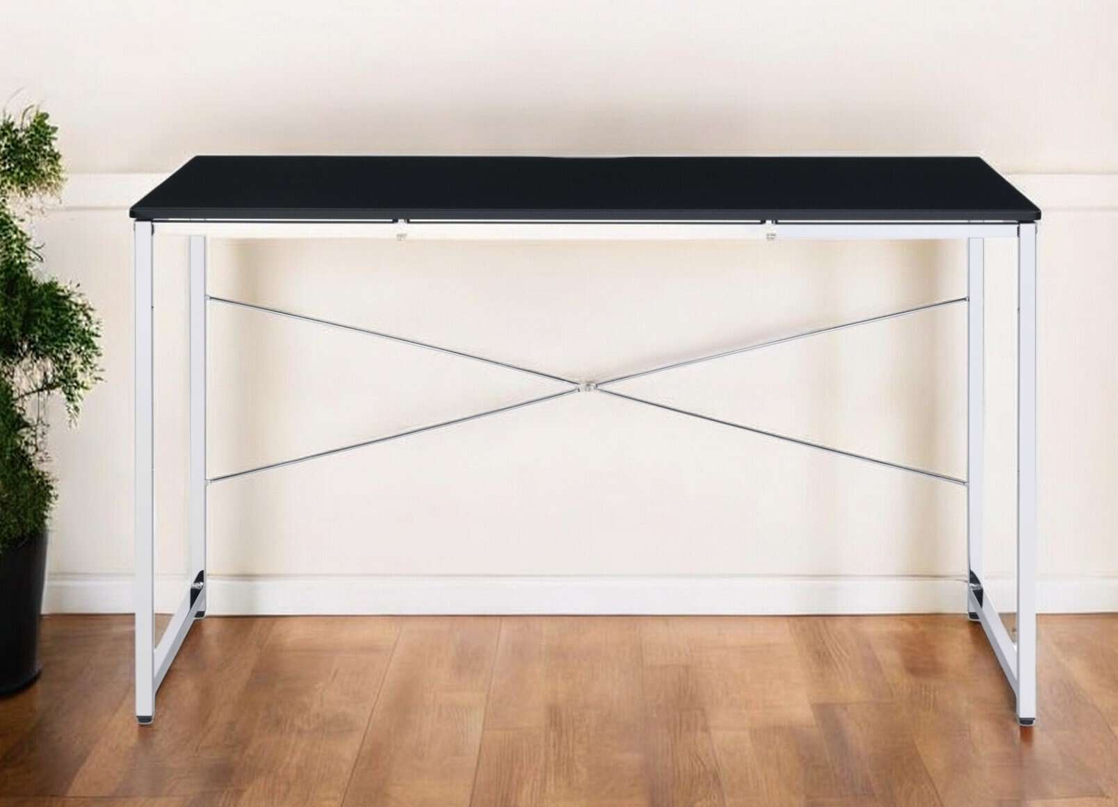 47 Inch Black and Silver Writing Desk for Home Office 1 47 Inch Black and Silver Writing Desk for Home Office