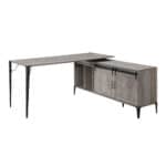65 Inch Gray and Black L Shaped Writing Desk