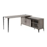 65 Inch Gray and Black L Shaped Writing Desk