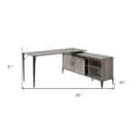 65 Inch Gray and Black L Shaped Writing Desk