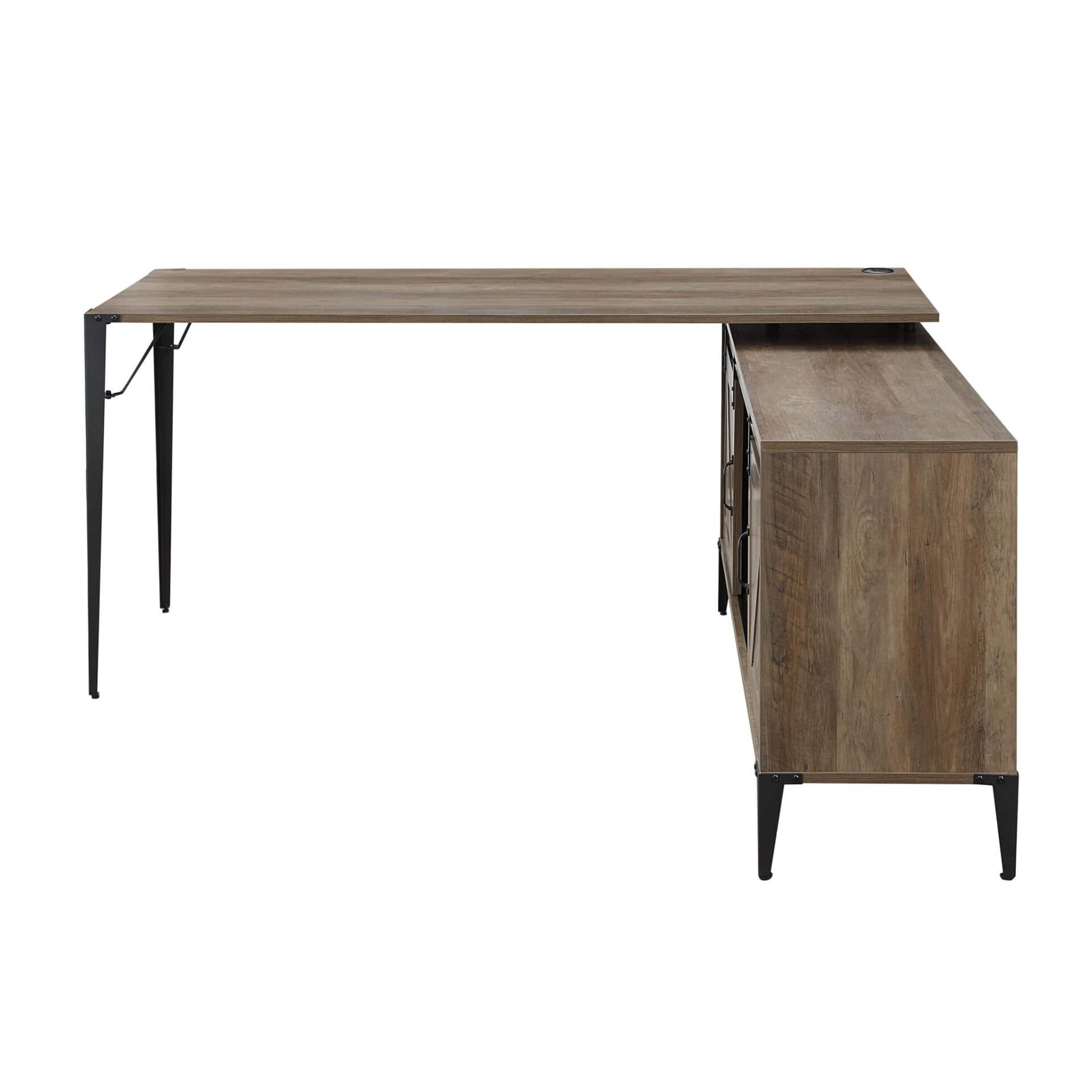 65 Inch Brown and Black L Shape Writing Desk 3 65 Inch Brown and Black L Shape Writing Desk - Image 3
