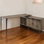 65 Inch Brown and Black L Shape Writing Desk 7 65 Inch Brown and Black L Shape Writing Desk
