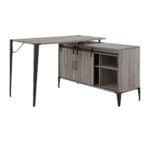 48 Inch Gray and Black Reversible L Shape Writing Desk