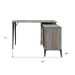 48 Inch Gray and Black Reversible L Shape Writing Desk