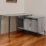 48 Inch Gray and Black Reversible L Shape Writing Desk