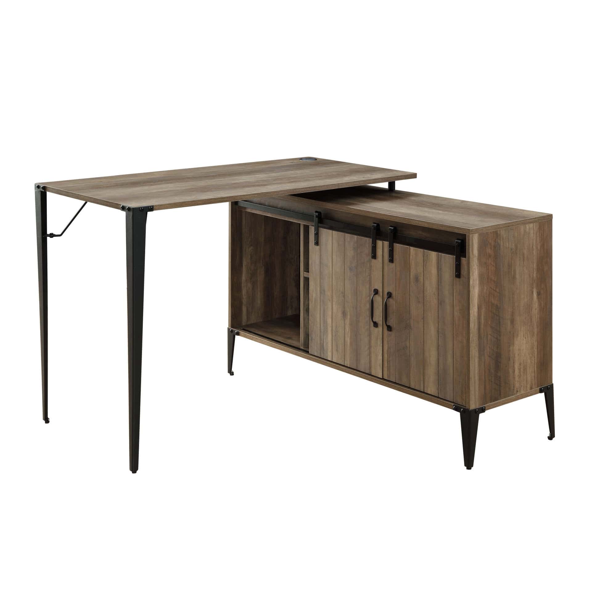 48 Inch Brown and Black Reversible L Shaped Writing Desk 9 48 Inch Brown and Black Reversible L Shaped Writing Desk
