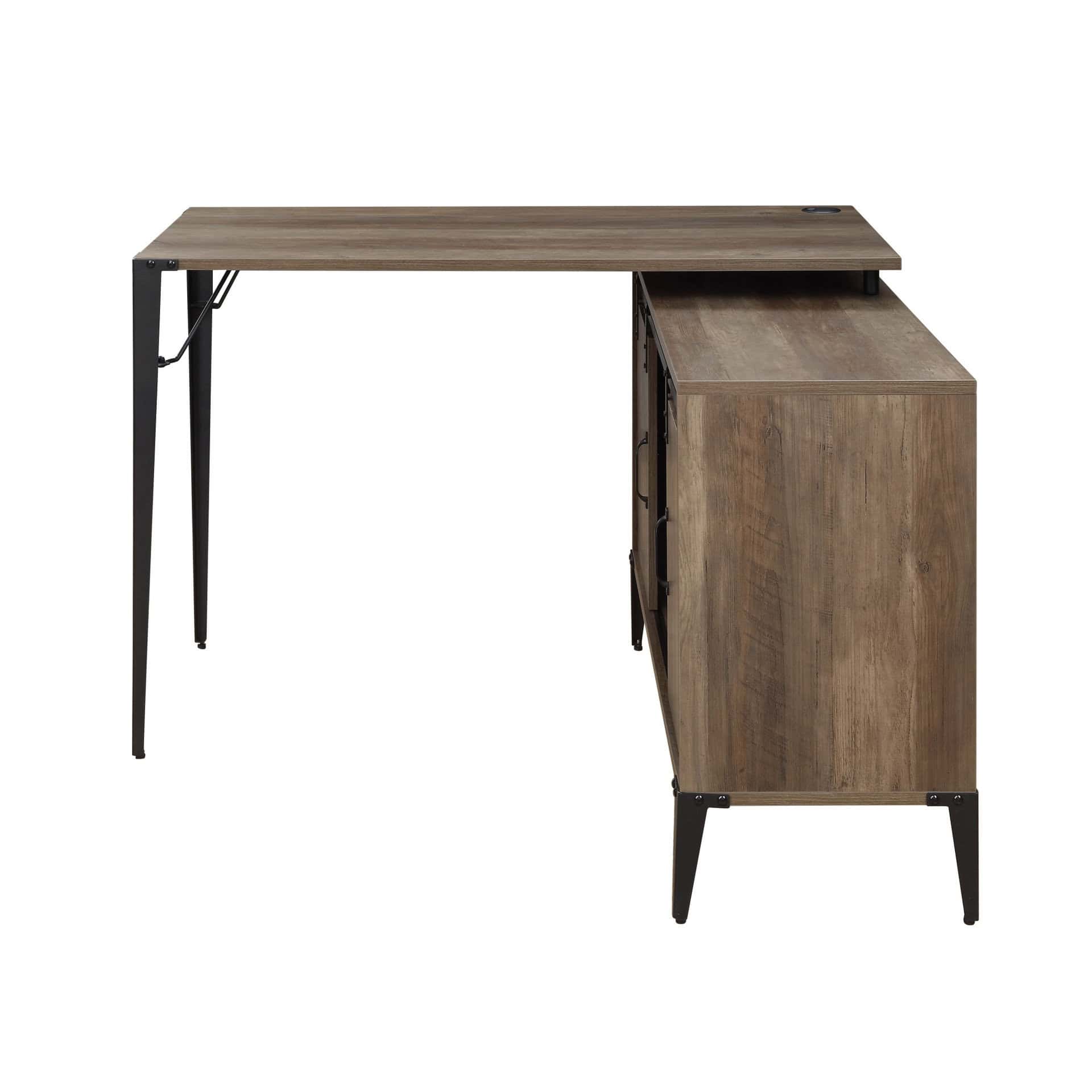 48 Inch Brown and Black Reversible L Shaped Writing Desk 8 48 Inch Brown and Black Reversible L Shaped Writing Desk