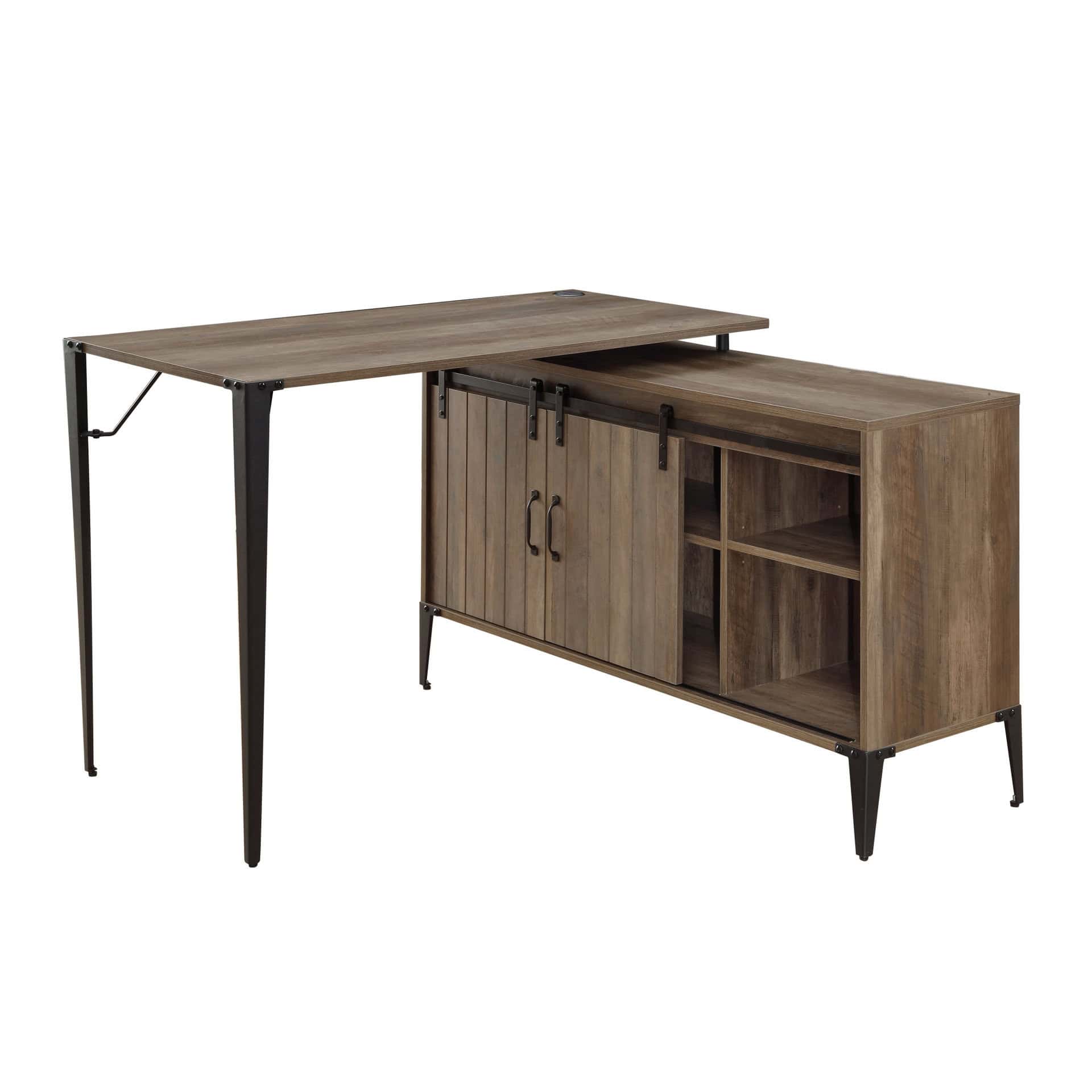 48 Inch Brown and Black Reversible L Shaped Writing Desk 10 48 Inch Brown and Black Reversible L Shaped Writing Desk