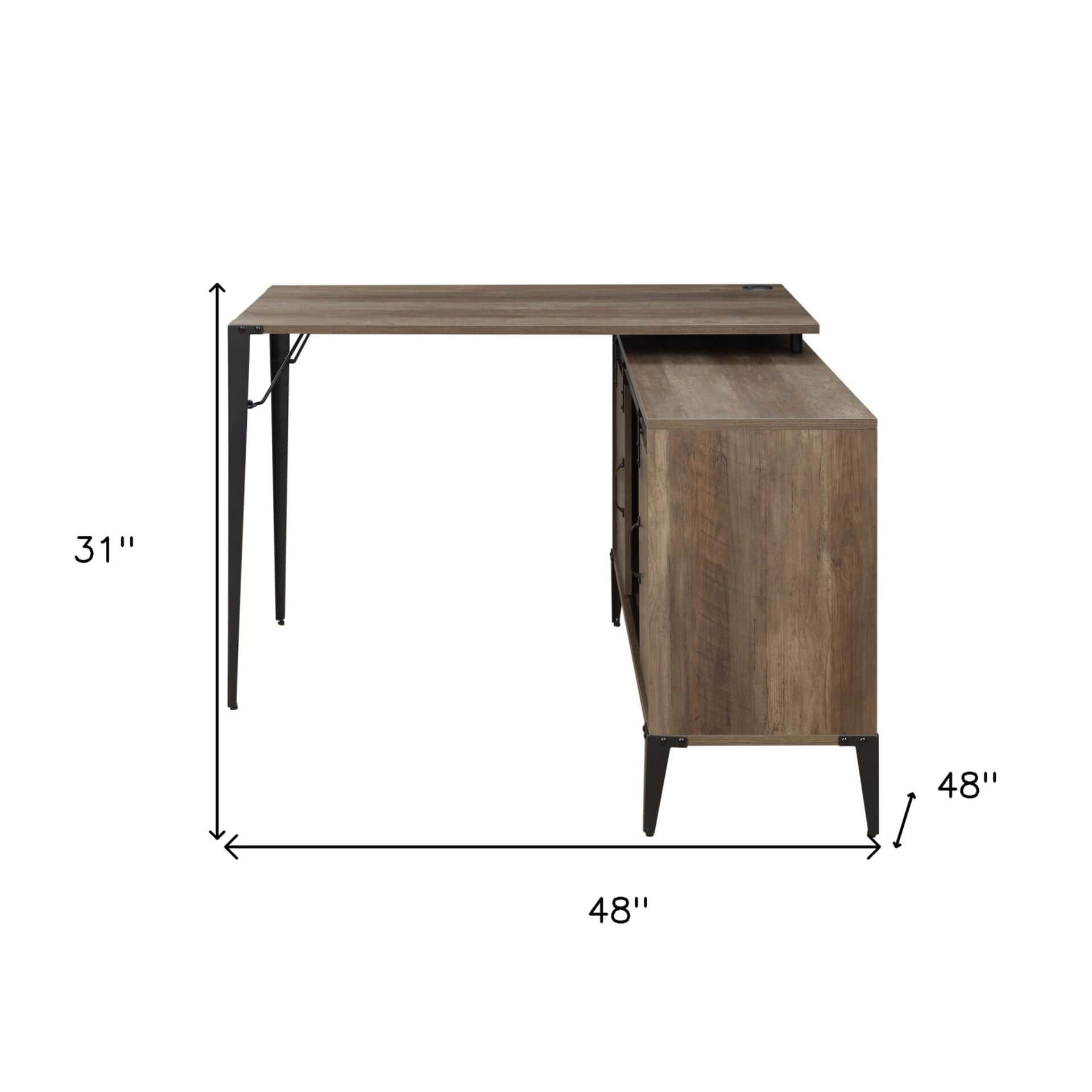 48 Inch Brown and Black Reversible L Shaped Writing Desk 6 48 Inch Brown and Black Reversible L Shaped Writing Desk - Image 6