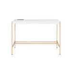 White and Gold 42 Inch Rectangular Writing Desk with USB 8 White and Gold 42 Inch Rectangular Writing Desk with USB