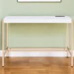 White and Gold 42 Inch Rectangular Writing Desk with USB 6 White and Gold 42 Inch Rectangular Writing Desk with USB