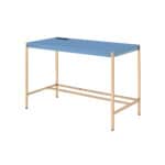 Navy Blue and Gold 42-Inch Writing Desk with USB Port