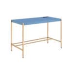 Navy Blue and Gold 42-Inch Writing Desk with USB Port