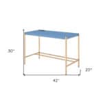 Navy Blue and Gold 42-Inch Writing Desk with USB Port