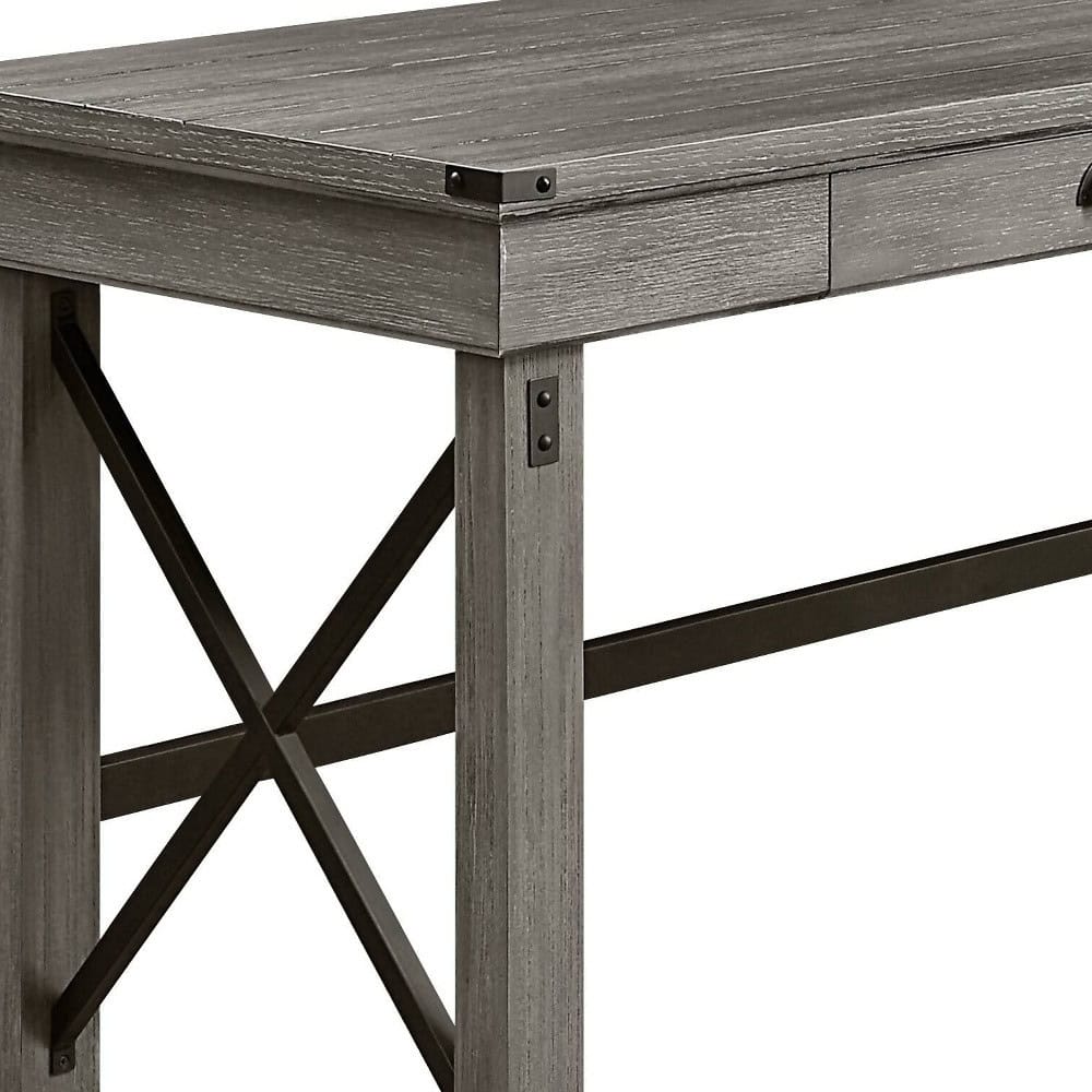 67 Inch Gray L Shaped Writing Desk With Drawer 4 67 Inch Gray L Shaped Writing Desk With Drawer - Image 4