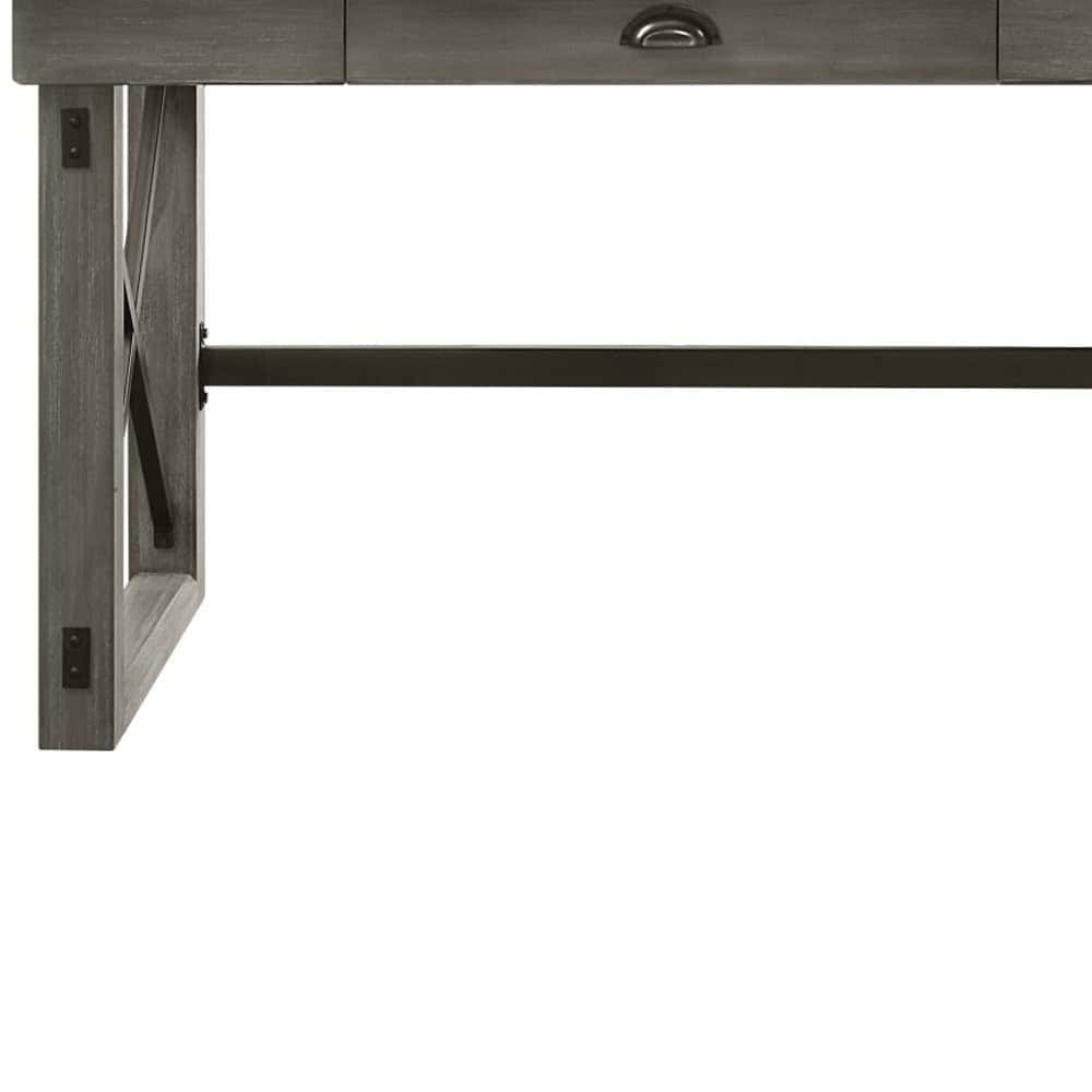 67 Inch White and Gray Marble L Shape Writing Desk 4 67 Inch White and Gray Marble L Shape Writing Desk - Image 4