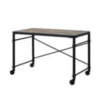 Industrial 47 Inch Brown and Black Writing Desk with Wheels 7 Industrial 47 Inch Brown and Black Writing Desk with Wheels