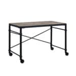 Industrial 47 Inch Brown and Black Writing Desk with Wheels 8 Industrial 47 Inch Brown and Black Writing Desk with Wheels
