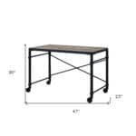 Industrial 47 Inch Brown and Black Writing Desk with Wheels 10 Industrial 47 Inch Brown and Black Writing Desk with Wheels