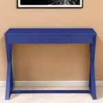 42 Inch Blue Writing Desk with Drawer for Home Office
