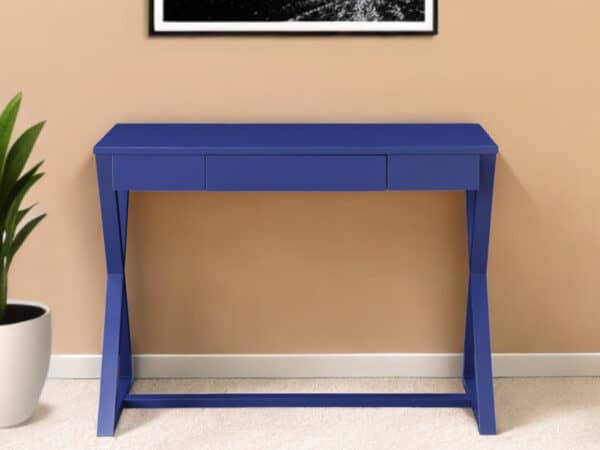 42 Inch Blue Writing Desk with Drawer for Home Office