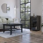 Brown and Black Open Shelving Bar Cart Coffee Table (Set of 2)