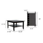 Brown and Black Open Shelving Bar Cart Coffee Table (Set of 2)