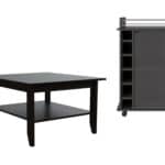 Brown and Black Open Shelving Bar Cart Coffee Table (Set of 2)