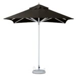8' Black Square Market Patio Umbrella with Automatic Lift System