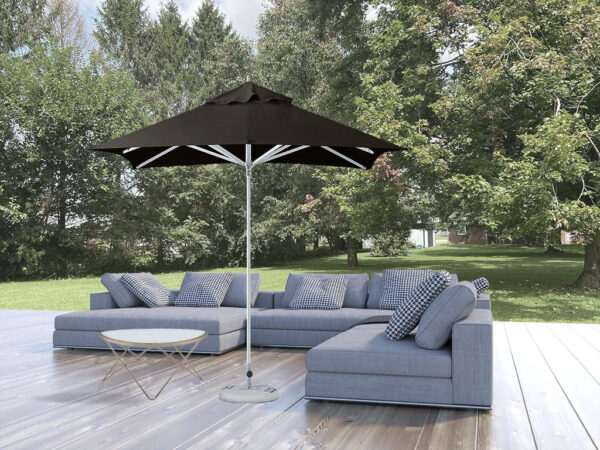 8' Black Square Market Patio Umbrella with Automatic Lift System