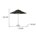 10' Black Round Polyester Market Umbrella with Manual Lift