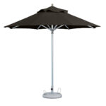 10' Black Round Polyester Market Umbrella with Manual Lift