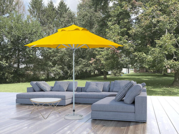 10' Yellow Round Polyester Patio Umbrella with Manual Lift