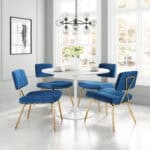 Blue Velvet Accent Chair with Gold Frame (Set of 2) 10 Blue Velvet Accent Chair with Gold Frame (Set of 2)