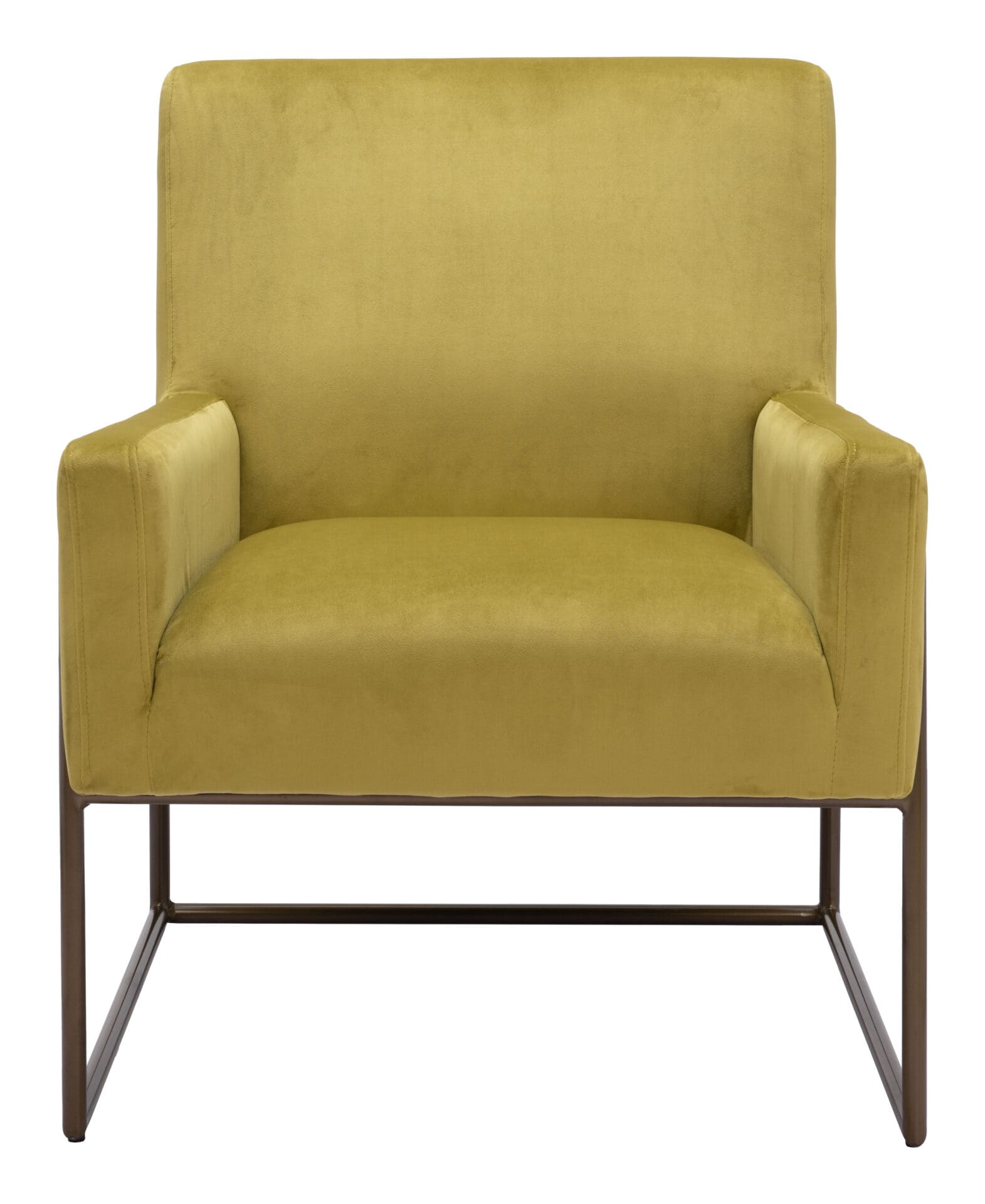 Olive Green Velvet Accent Chair with Steel Legs 4 Olive Green Velvet Accent Chair with Steel Legs - Image 4