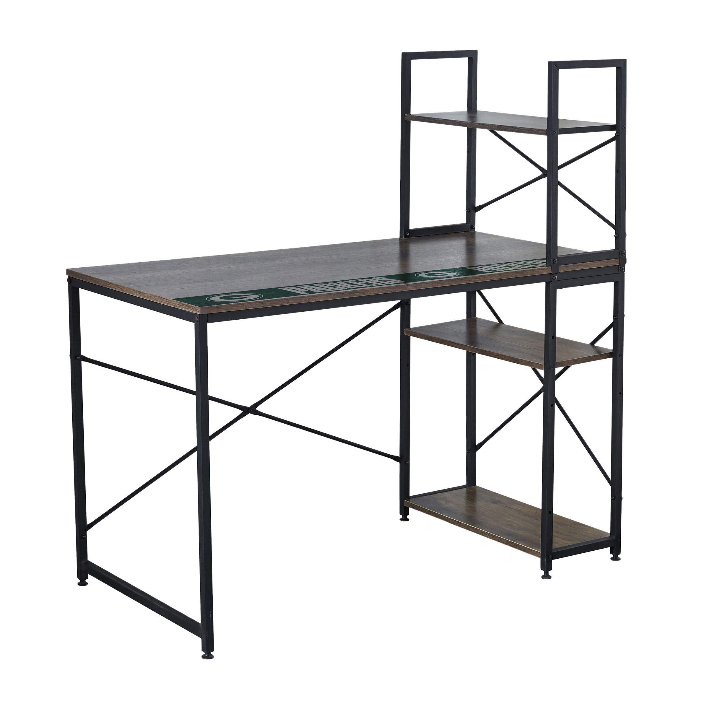 green bay packers industrial desk with shelves