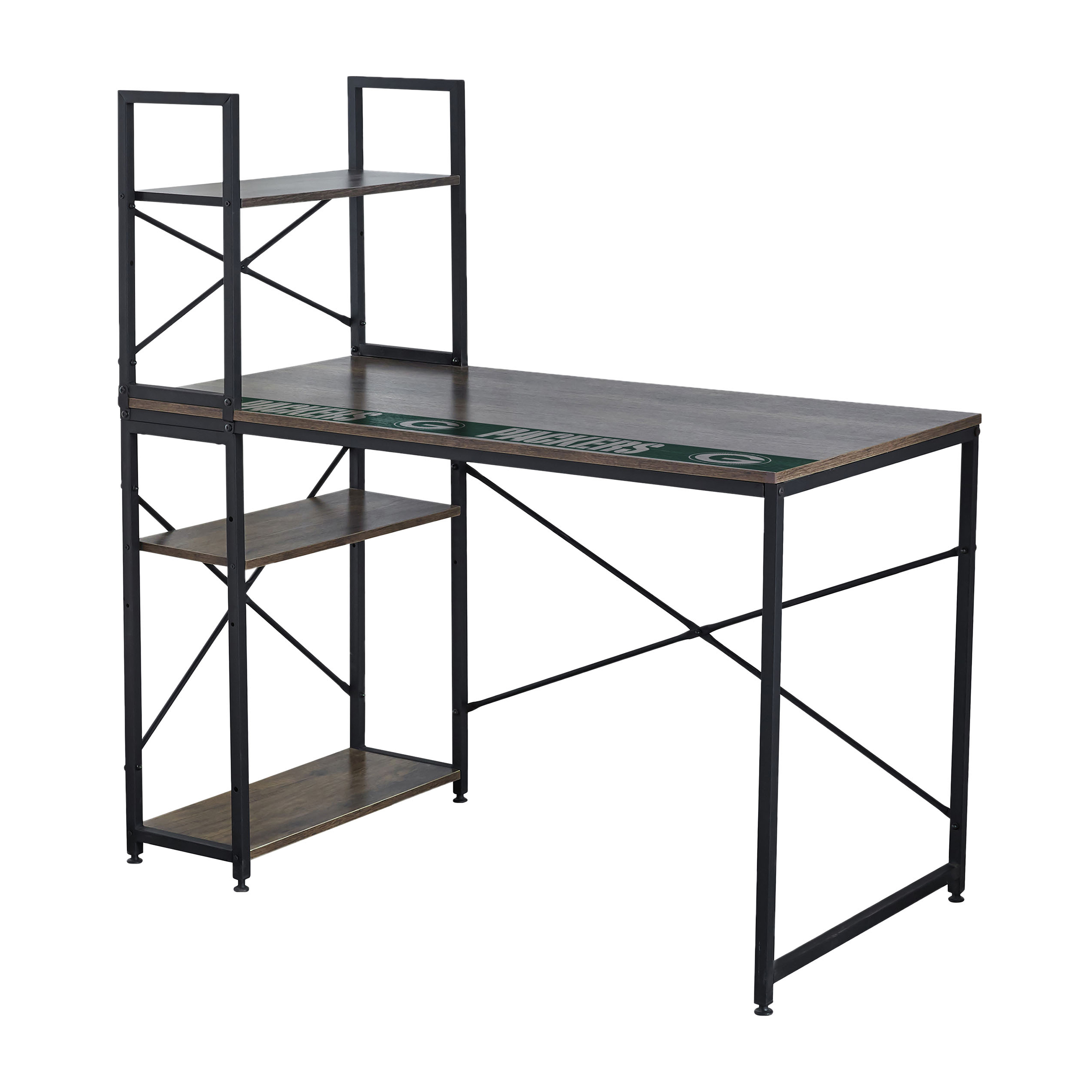 green bay packers industrial desk with shelves
