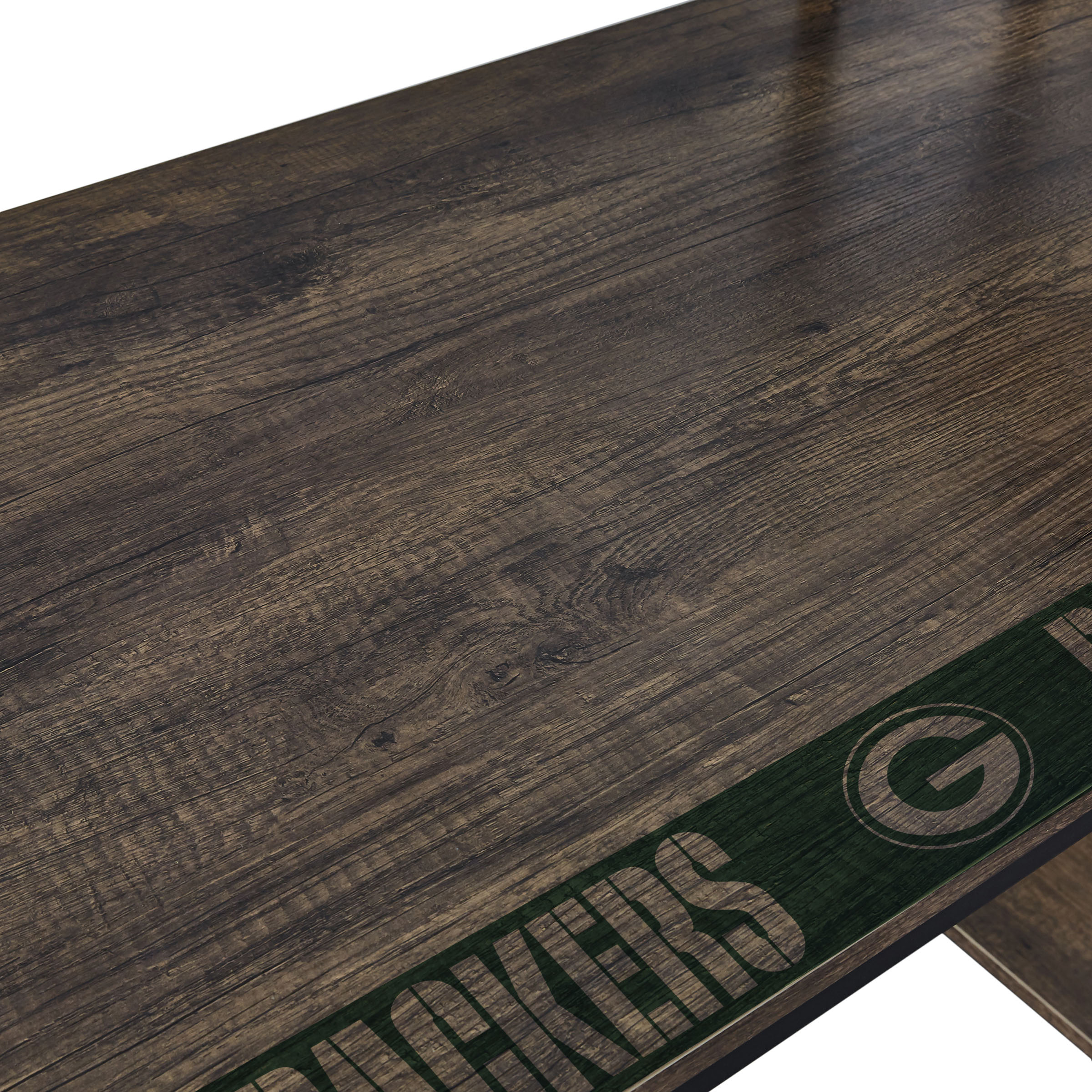 green bay packers industrial desk with shelves