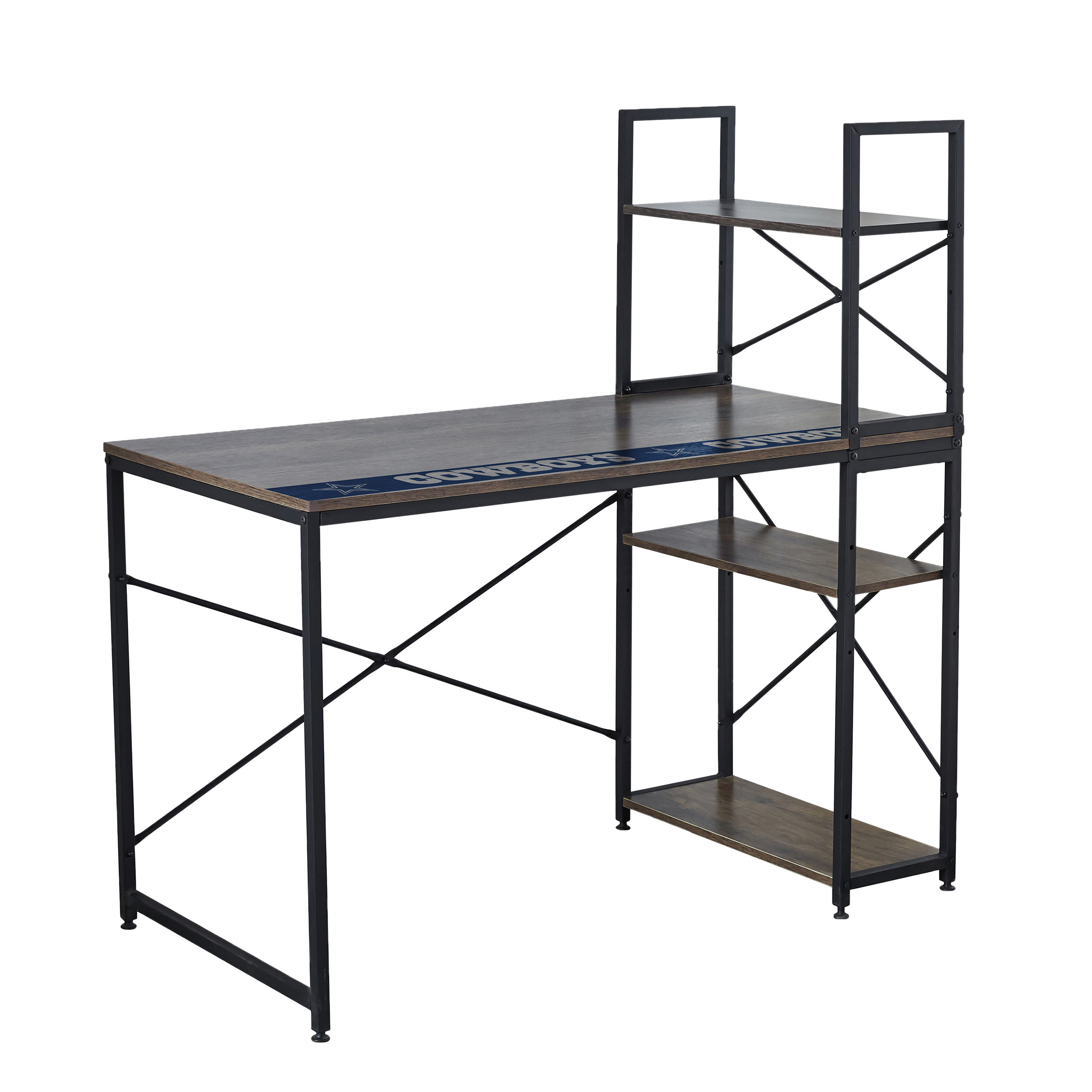 dallas cowboys industrial desk with shelves