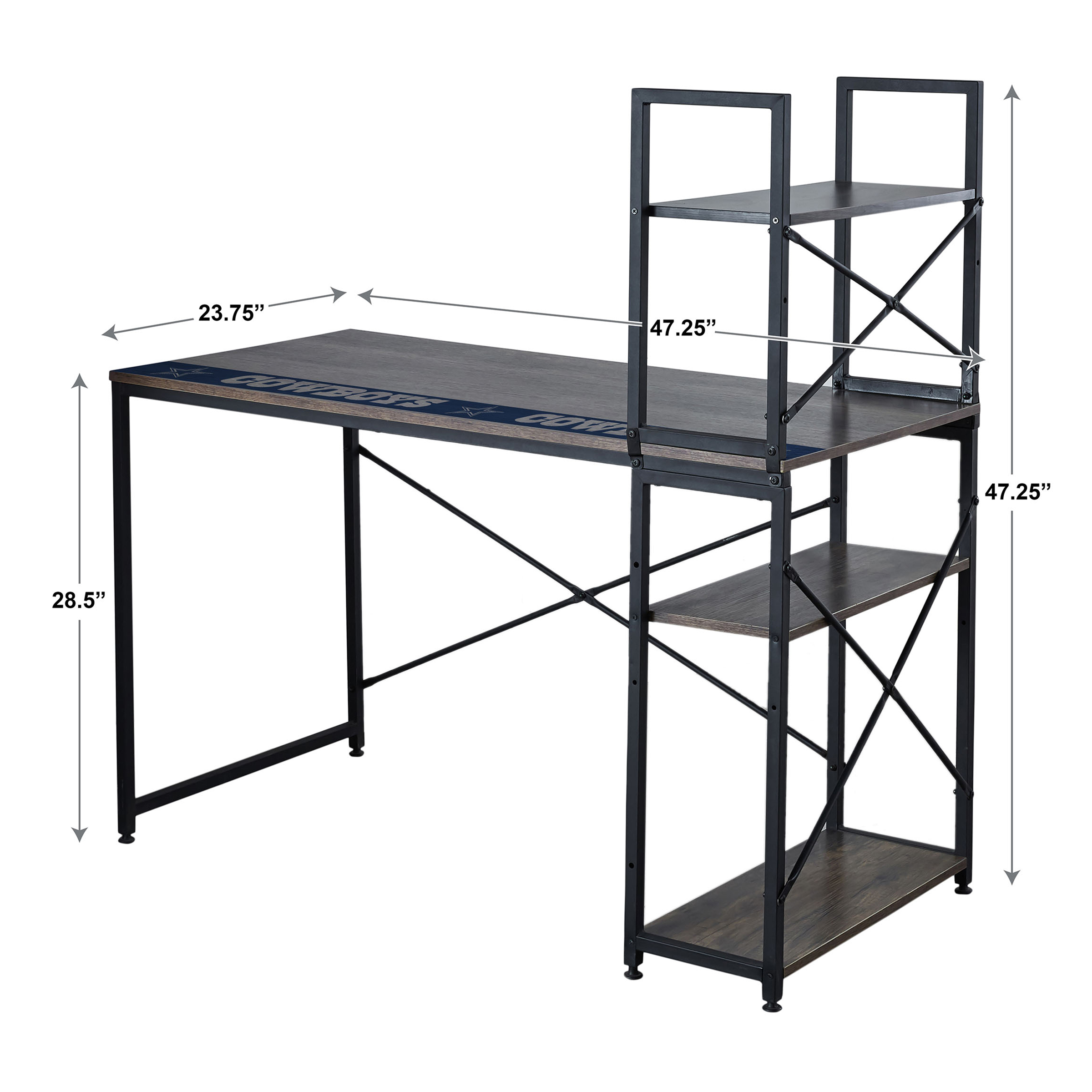 dallas cowboys industrial desk with shelves