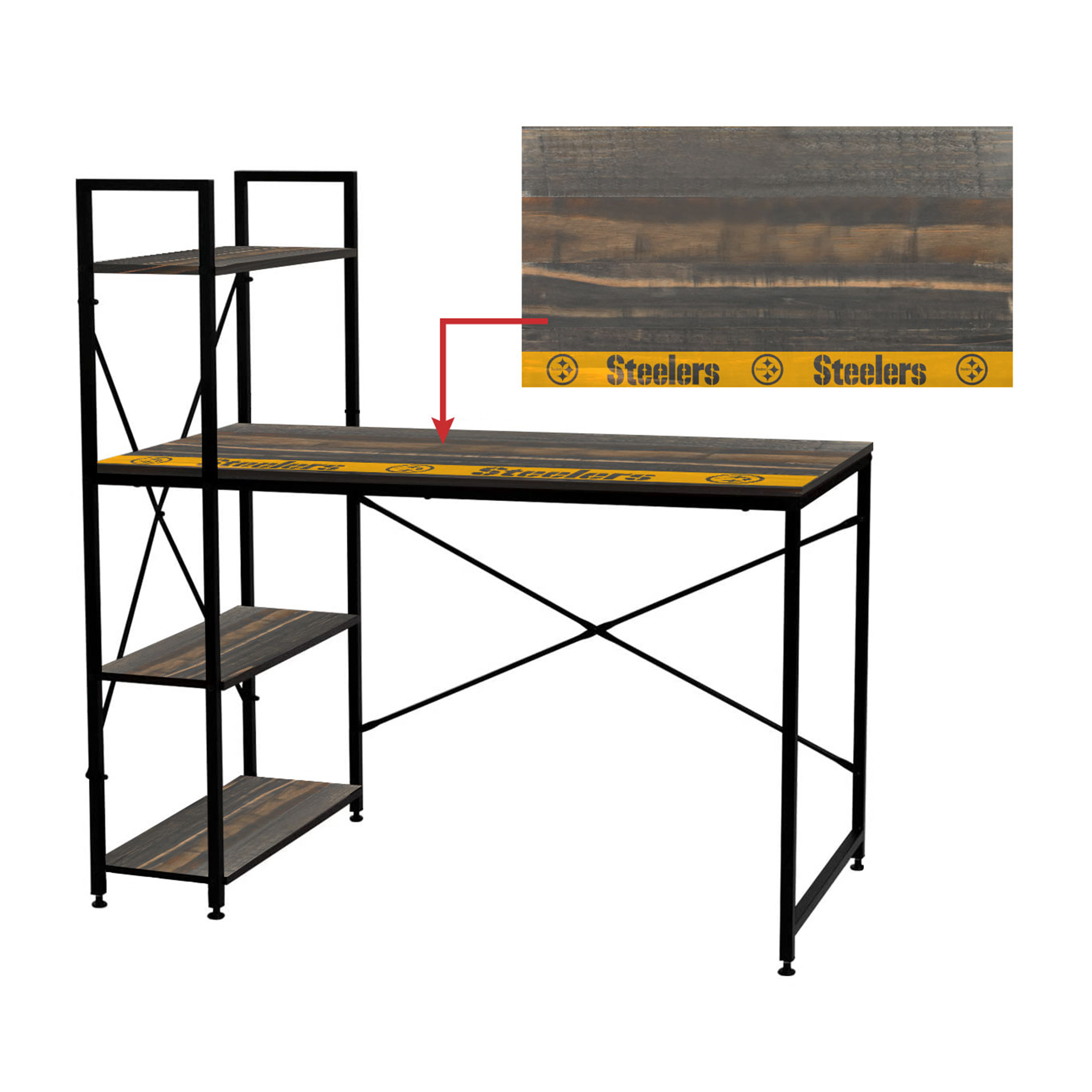 pittsburgh steelers industrial desk with shelves
