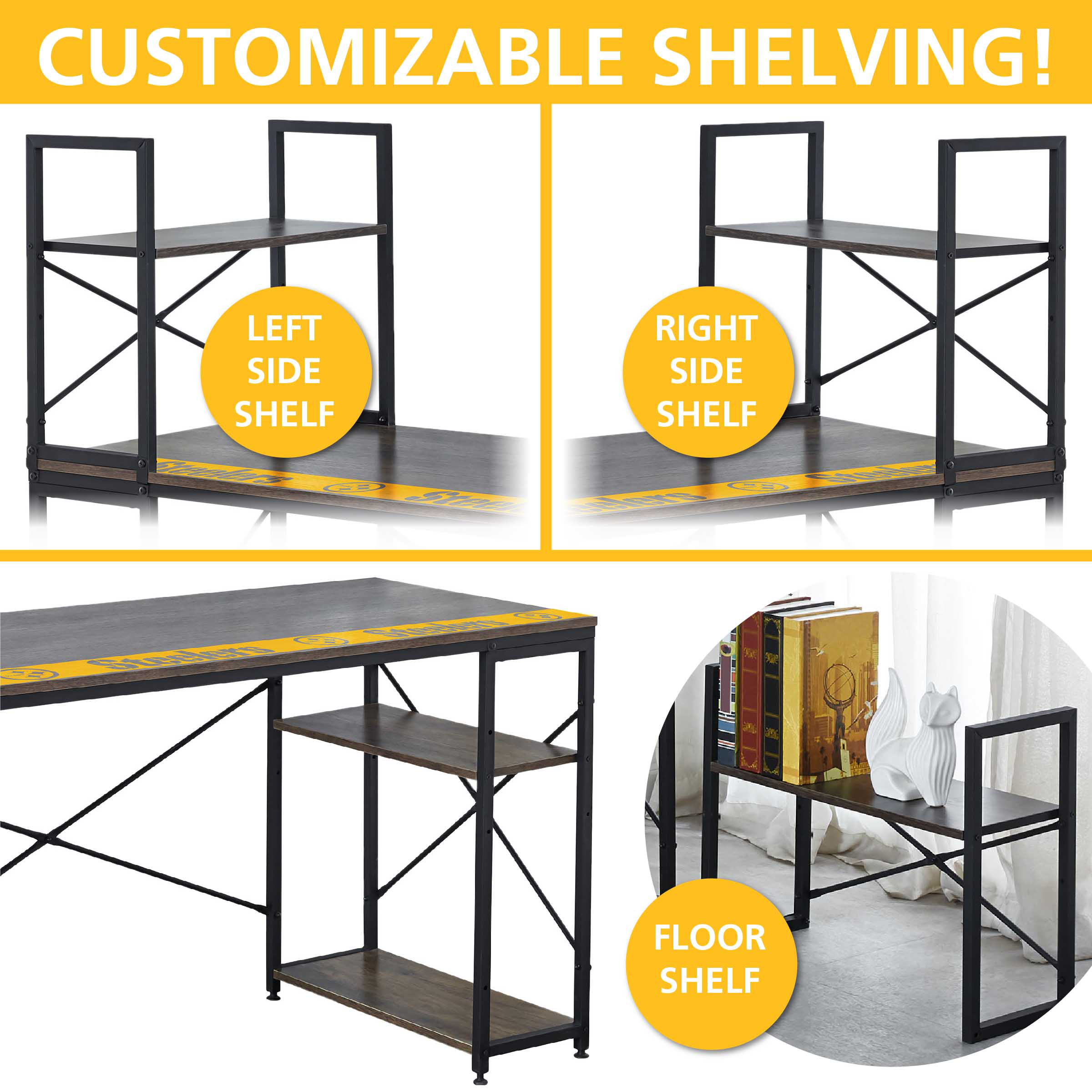 pittsburgh steelers industrial desk with shelves