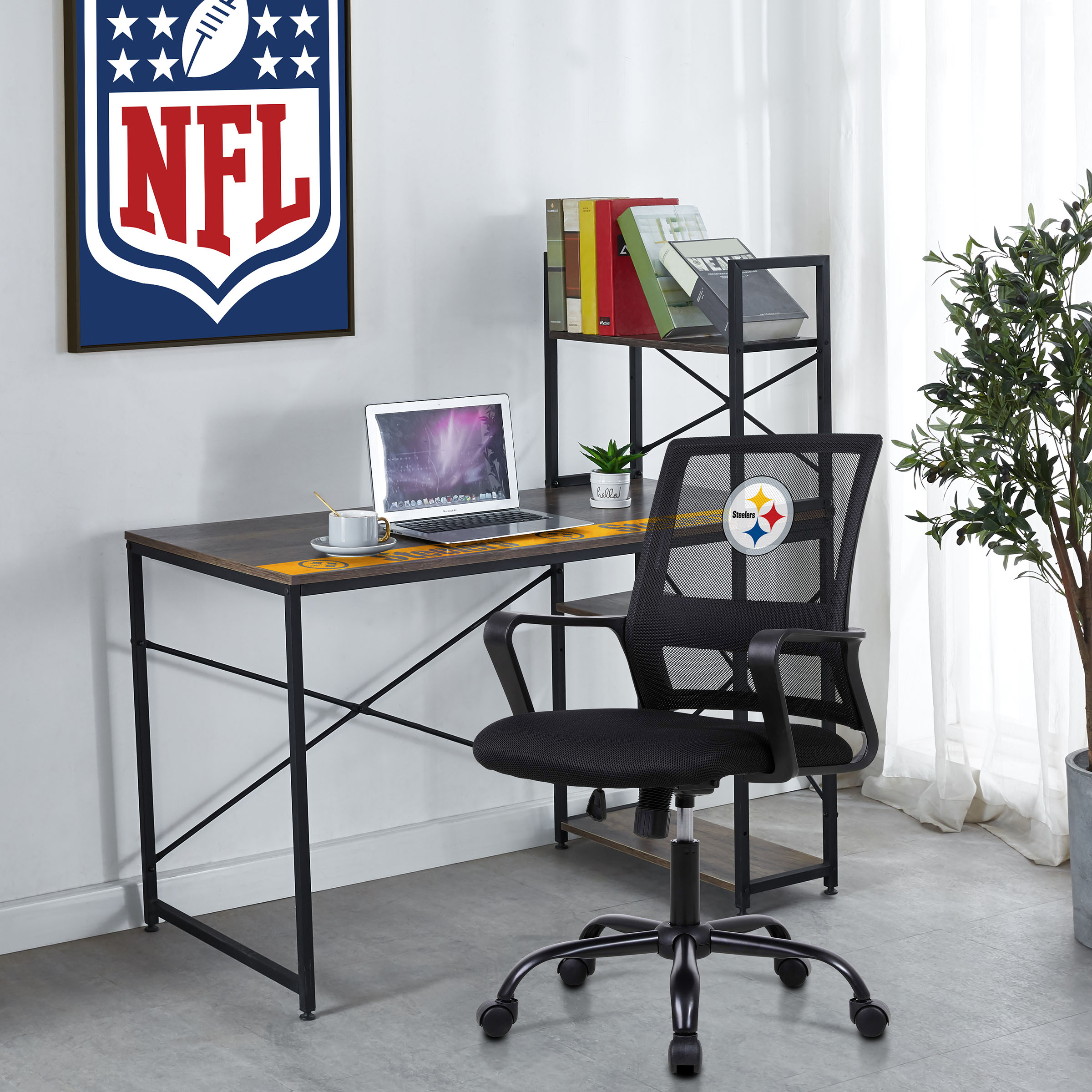 pittsburgh steelers industrial desk with shelves
